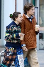 MILLIE BOBBY BROWN and Jake Bongiovi Out for Coffee in New York 02/19/2024
