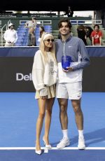 MORGAN RIDDLE Poses with Taylor Fritz After He Wins 2024 Delray Beach Open 02/19/2024