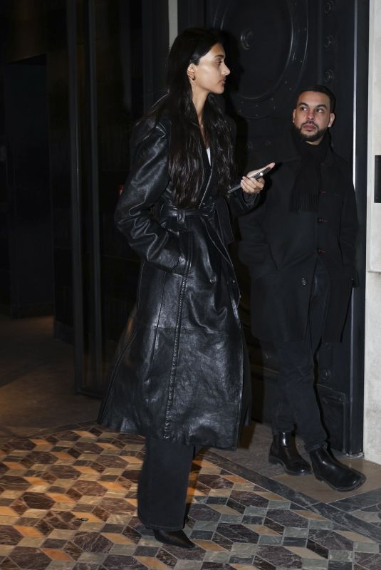 NEELAM GILL Leaves Costes Restaurant in Paris 02/27/2024