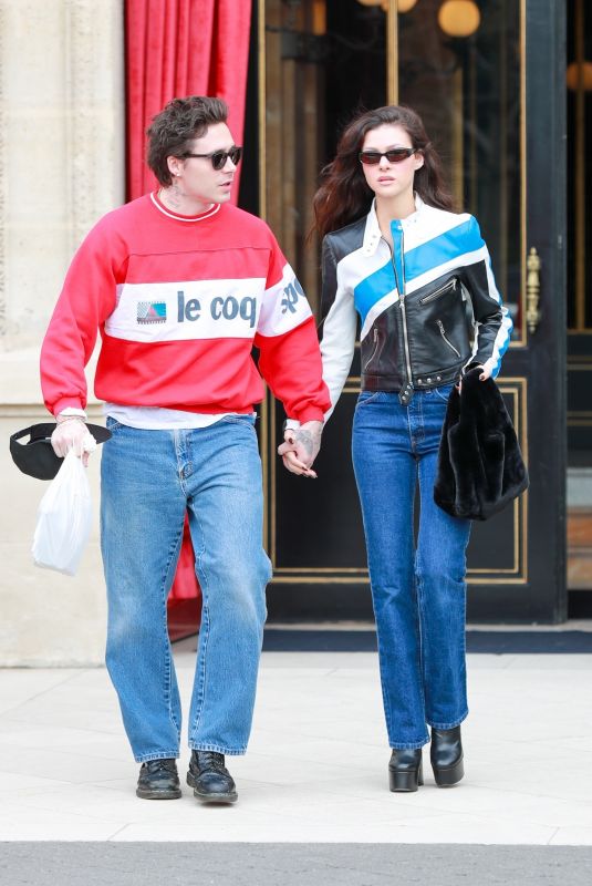 NICOLA PELTZ and Brooklyn Beckham Out in Paris 02/27/2024