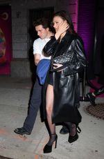 NICOLA PELTZ Arrives at YSL Pop-up Store in New York 02/08/2024