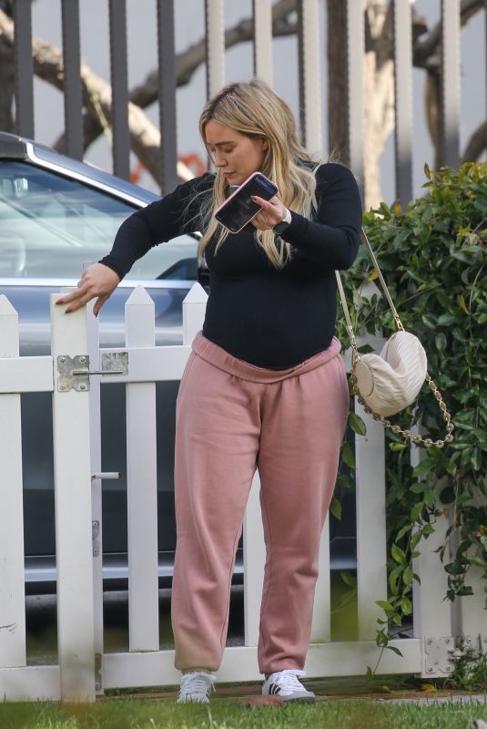 Pregnant HILARY DUFF Taking Her Daughter to a Piano Class in Los Angeles 02/08/2024