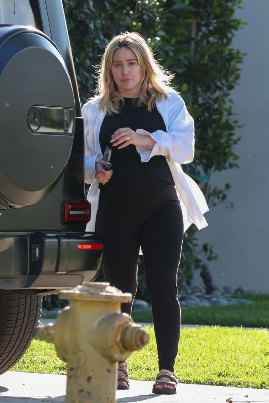 Pregnant HILARY DUFF Visits a Friend in Los Angeles 02/28/2024