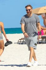 Pregnant JESSICA LEDON and David Guetta at a Beach in Miami 02/16/2024