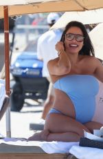 Pregnant JESSICA LEDON and David Guetta at a Beach in Miami 02/16/2024