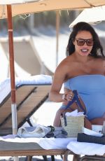 Pregnant JESSICA LEDON and David Guetta at a Beach in Miami 02/16/2024