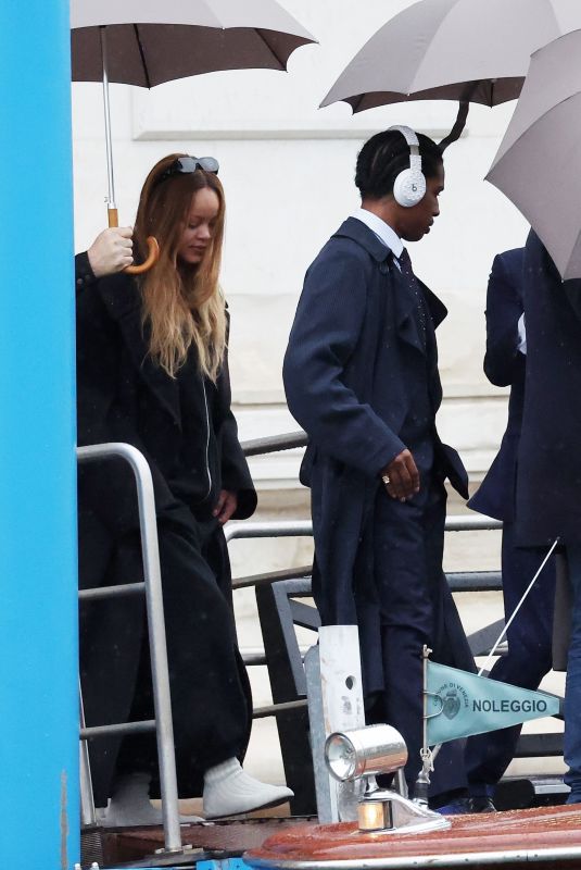 RIHANNA and ASAP Rocky Leaves Aman Hotel in Venice 02/23/2024