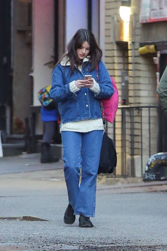 SURI CRUISE in Double Denim Out in New York 02/14/2024