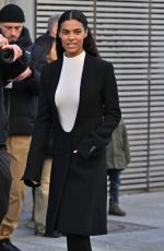 TINA KUNAKEY Arrives at Courreges Fashion Show at Paris Fashion Week 02/28/2024