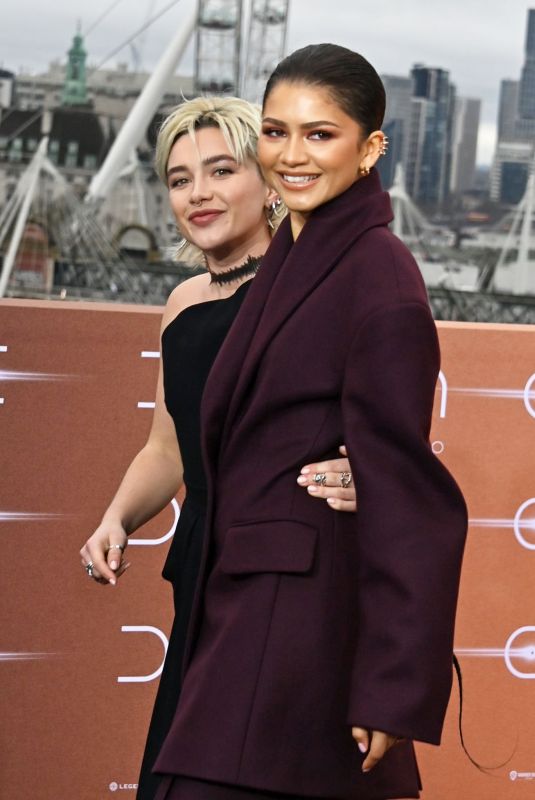 ZENDAYA and FLORENCE PUGH Dune: Part Two Photocall in London 02/14/2024
