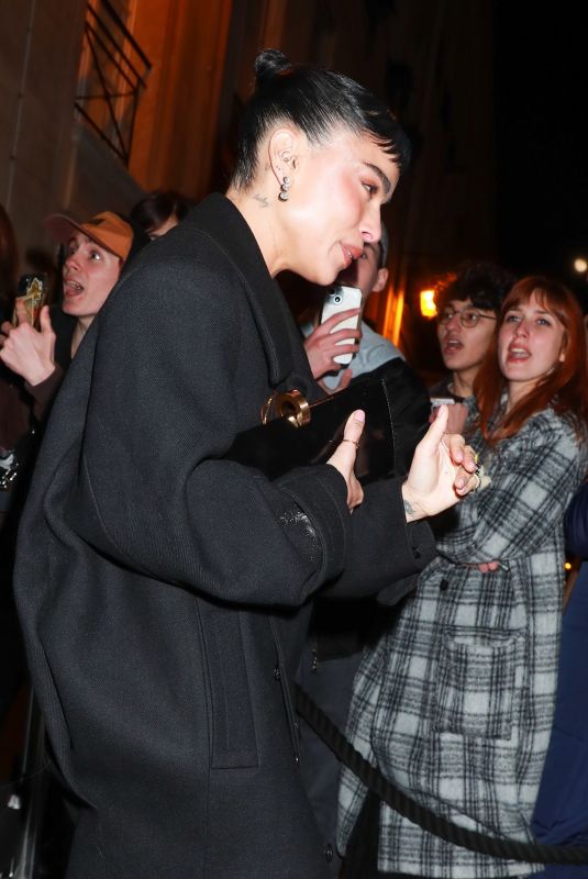 ZOE KRAVITZ Leaves YSL Afterparty in Paris 02/27/2024