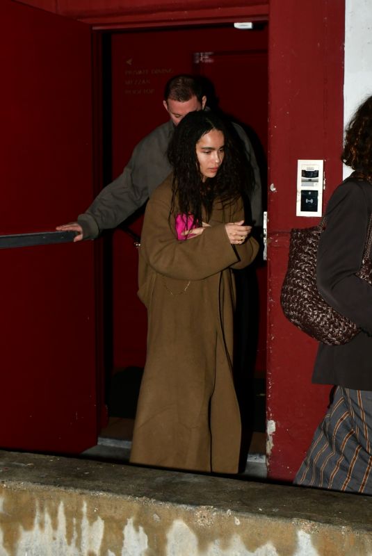 ZOE KRAVITZ Out for Dinner with Friends at Funke Restaurant in Beverly Hills 02/18/2024