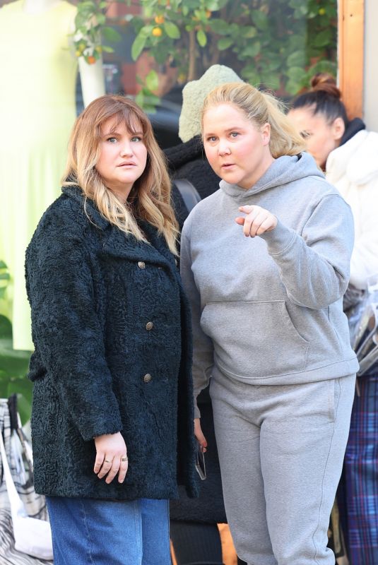 AMY SCHUMER and JILLIAN BELL on the Set of Kind of Pregnant in New York 03/01/2024