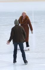 AMY SCHUMER Ice Skating at Wollman Rink on the Set of Kinda Pregnant in Central Park 03/19/2024