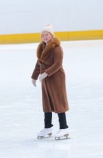 AMY SCHUMER Ice Skating at Wollman Rink on the Set of Kinda Pregnant in Central Park 03/19/2024