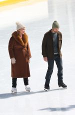AMY SCHUMER Ice Skating at Wollman Rink on the Set of Kinda Pregnant in Central Park 03/19/2024