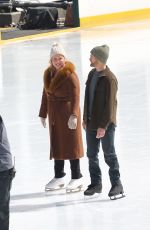 AMY SCHUMER Ice Skating at Wollman Rink on the Set of Kinda Pregnant in Central Park 03/19/2024