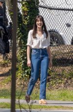 ANNE HATHAWAY on the Set of Flowervale Street 03/21/2024