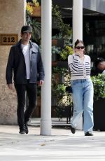 ASHLEY BENSON and Brandon Davis Out for Lunch at Sugarfish in Beverly Hills 03/16/2024