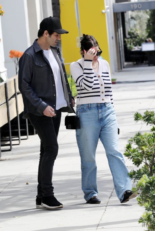 ASHLEY BENSON and Brandon Davis Out for Lunch at Sugarfish in Beverly Hills 03/16/2024