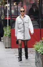 ASHLEY ROBERTS in a Denim Shirt Arrives at Heart Radio in London 03/20/2024