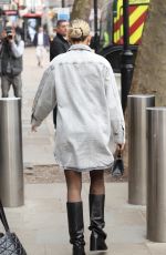 ASHLEY ROBERTS in a Denim Shirt Arrives at Heart Radio in London 03/20/2024