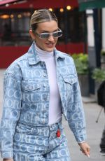 ASHLEY ROBERTS in Double Denim Arrives at Heart Radio in London 03/25/2024