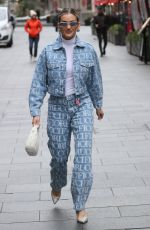 ASHLEY ROBERTS in Double Denim Arrives at Heart Radio in London 03/25/2024