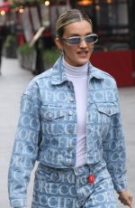 ASHLEY ROBERTS in Double Denim Arrives at Heart Radio in London 03/25/2024