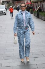 ASHLEY ROBERTS in Double Denim Arrives at Heart Radio in London 03/25/2024