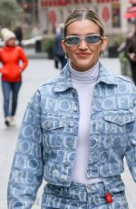 ASHLEY ROBERTS in Double Denim Arrives at Heart Radio in London 03/25/2024