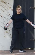BEBE REXHA Shows off Her Boxing Skills with a Trainer in Los Angeles 03/16/2024