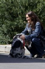 BELLA HADID in Double Denim Out with Her Dog in Los Angeles 03/13/2024