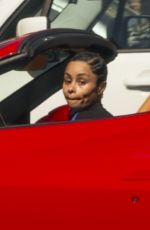 BLAC CHYNA Out  Drives in Her Convertible Red Ferrari in Calabasas 03/04/2024