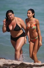 CHANTEL JEFFRIES in Bikini at a Beach with a Friend in Miami 02/28/2024