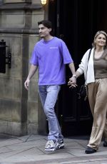 CLAUDIA FOGARTY and Olly Crankshaw Leaves Hawksmore Restaurant in Manchester 03/24/2024