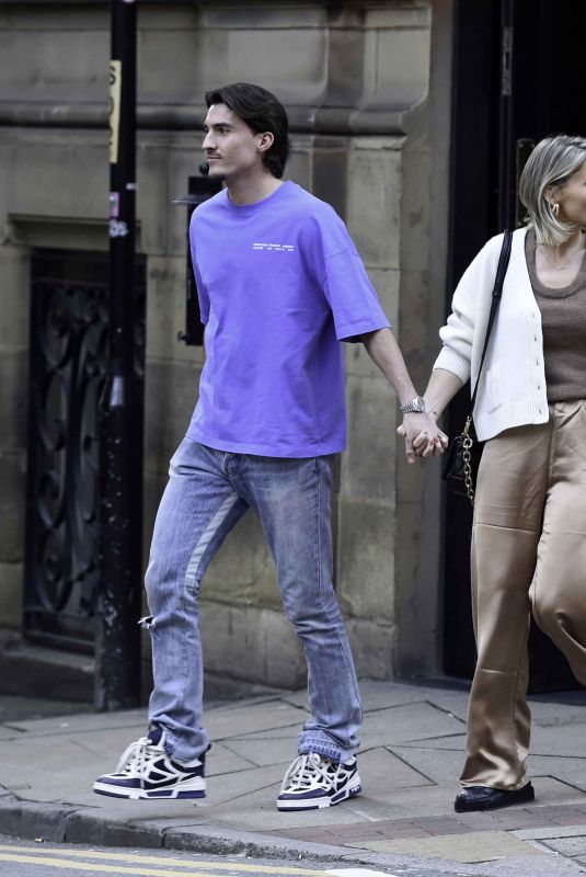 CLAUDIA FOGARTY and Olly Crankshaw Leaves Hawksmore Restaurant in Manchester 03/24/2024