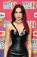 DUA LIPA at Brit Awards 2024 at O2 Arena in London 03/02/2024