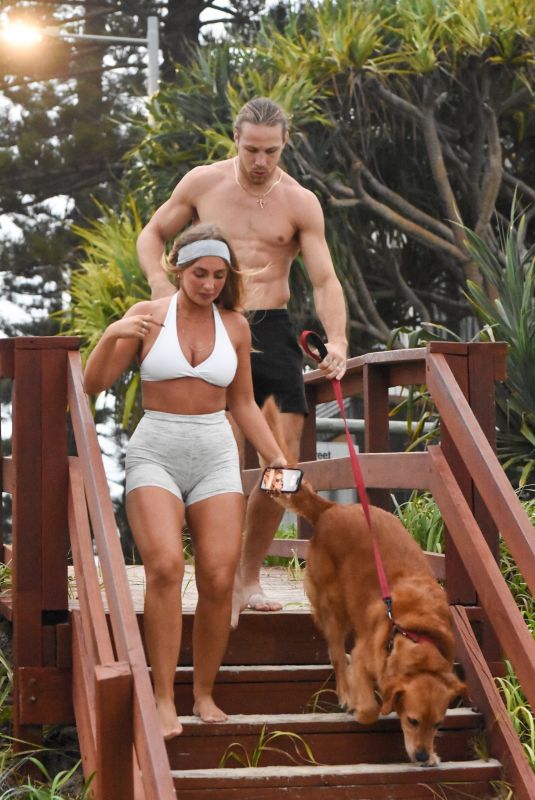 EDEN HARPER Out with Her Boyfiend and Their Dog on Gold Coast Beach 03/23/2024