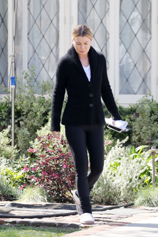 ELLEN POMPEO on the Set of Grey