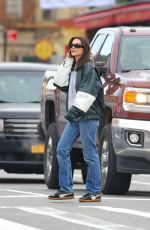 EMILY RATAJKOWSKI in a Graphic Leather Jacket Out in Manhattan 03/13/2024