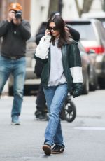 EMILY RATAJKOWSKI in a Graphic Leather Jacket Out in Manhattan 03/13/2024