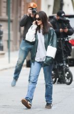 EMILY RATAJKOWSKI in a Graphic Leather Jacket Out in Manhattan 03/13/2024