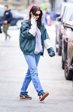 EMILY RATAJKOWSKI in a Graphic Leather Jacket Out in Manhattan 03/13/2024