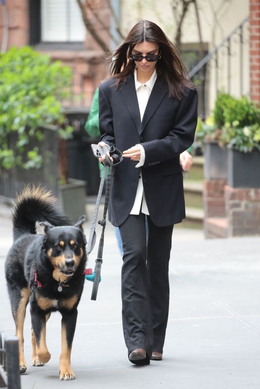 EMILY RATAJKOWSKI Out with Her Dog Colombo in New York 03/20/2024