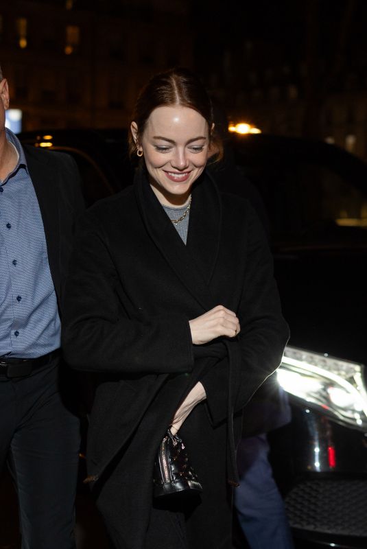 EMMA STONE Arrives at Frame Paris Fashion Week Dinner 03/03/2024