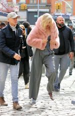 GIGI HADID Filming a Maybelline Commercial on Mercer Street in New York 03/26/2024