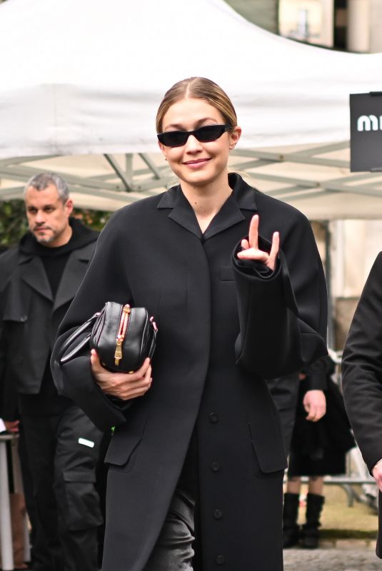GIGI HADID Leaves Miu Miu Fashion Show in Paris 03/05/2024