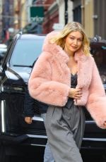 GIGI HADID on the Set of Maybelline Commercial on Mercer Street in New York 03/26/2024