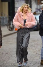 GIGI HADID on the Set of Maybelline Commercial on Mercer Street in New York 03/26/2024